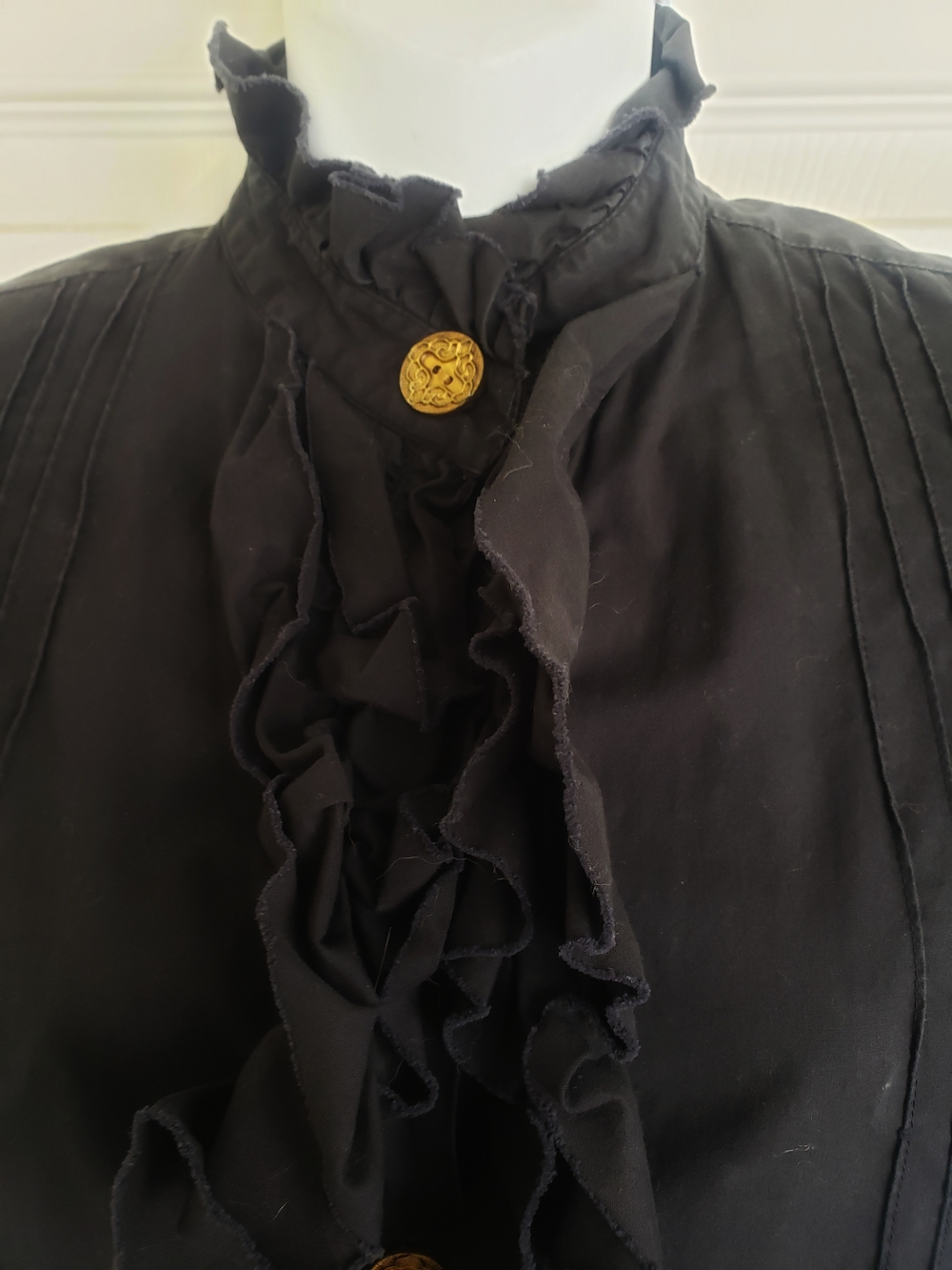 Victorian Style Black Ruffled Short Sleeve Blouse, Whimsigoth - Picture 2 of 4